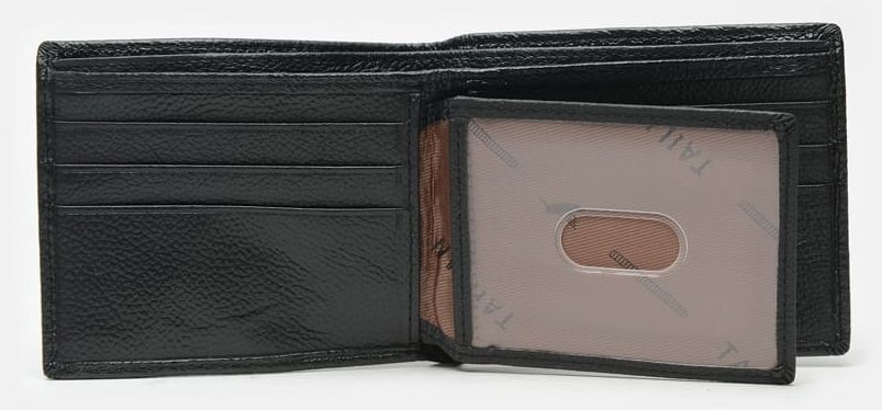 Мужской кожаный кошелек черного цвета без монетницы Tailian 65699
