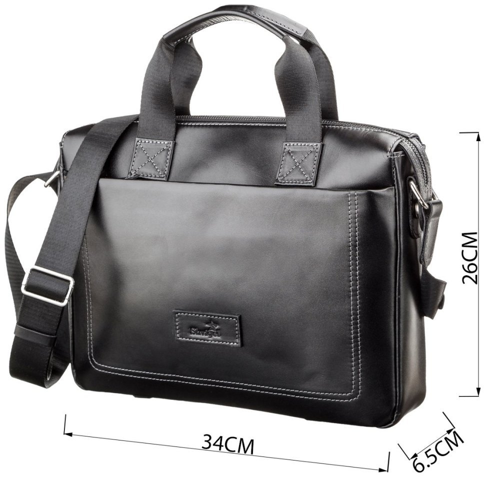 Чорна чоловіча сумка під ноутбук та документи з гладкої шкіри SHVIGEL (2411107) modnotak фото №7