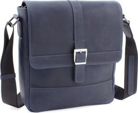 Чоловіча сумка синього кольору з матової шкіри Крейзі VATTO (11641)