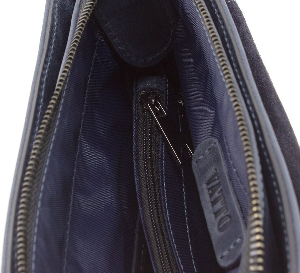 Чоловіча сумка синього кольору з матової шкіри Крейзі VATTO (11641)