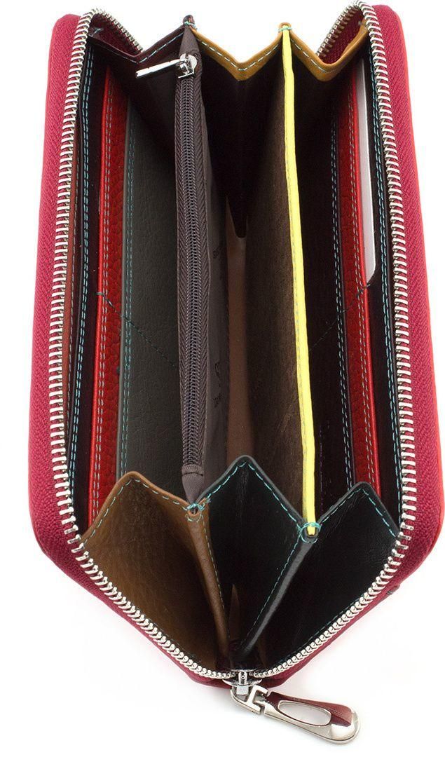 Яскравий шкіряний гаманець на блискавичної застібці ST Leather (16023)