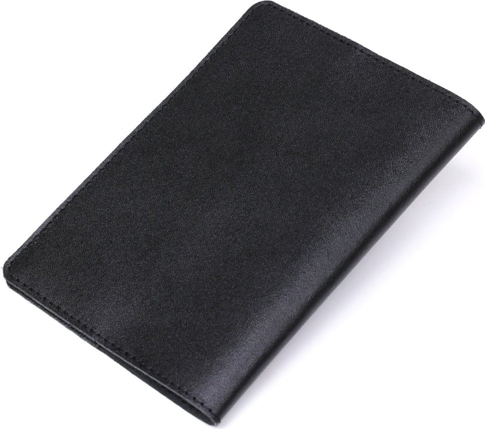 Класична шкіряна обкладинка на паспорт чорного кольору з написом SHVIGEL (2413977)