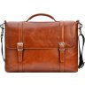 Стильный мужской кожаный портфель рыжего цвета Issa Hara (21179) - 1