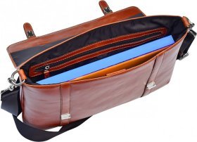 Стильный мужской кожаный портфель рыжего цвета Issa Hara (21179)