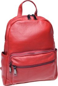 Вместительный женский кожаный рюкзак красного цвета Keizer (57299)