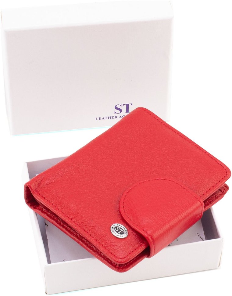 Женский кошелек небольшого размера из натуральной кожи красного цвета ST Leather 1767299