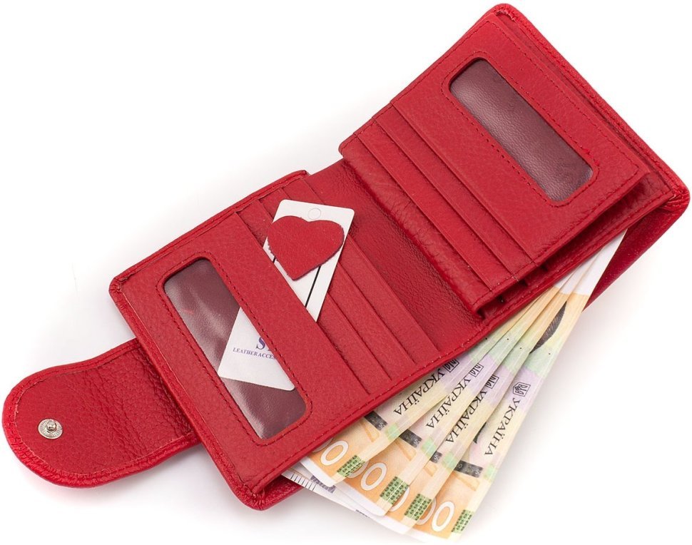 Жіночий гаманець невеликого розміру із натуральної шкіри червоного кольору ST Leather 1767299