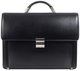 Классический кожаный мужской портфель из гладкой кожи Desisan 107499 черного цвета