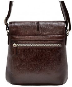 Кожаная мужская плечевая сумка с клапаном на магнитах DESISAN 107599 коричневая фактурная