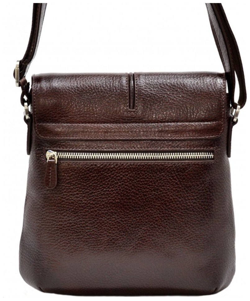 Кожаная мужская плечевая сумка с клапаном на магнитах DESISAN 107599 коричневая фактурная modnotak фото №2