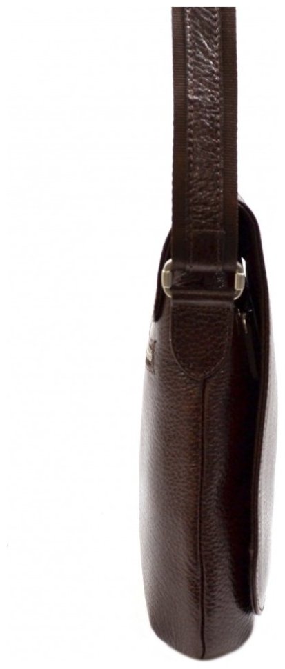 Кожаная мужская плечевая сумка с клапаном на магнитах DESISAN 107599 коричневая фактурная modnotak фото №3