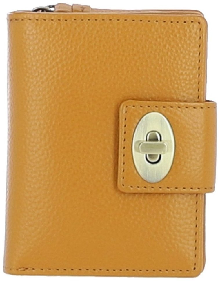 Качественный женский кошелёк из фактурной кожи с ID-окошком для документов Ashwood Y60 Mustard 97799 коричневого цвета modnotak фото №1