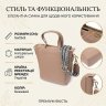 Стильная деловая женская сумка в форме трапеции из фактурной кожи через плечо Vintage 98199 бежевого цвета modnotak фото - 13
