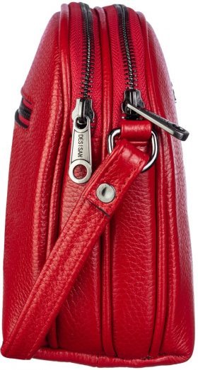 Фірмова жіноча сумка червоного кольору з натуральної шкіри Desisan (3136-4) - 2