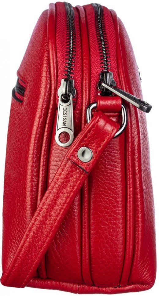 Фірмова жіноча сумка червоного кольору з натуральної шкіри Desisan (3136-4)