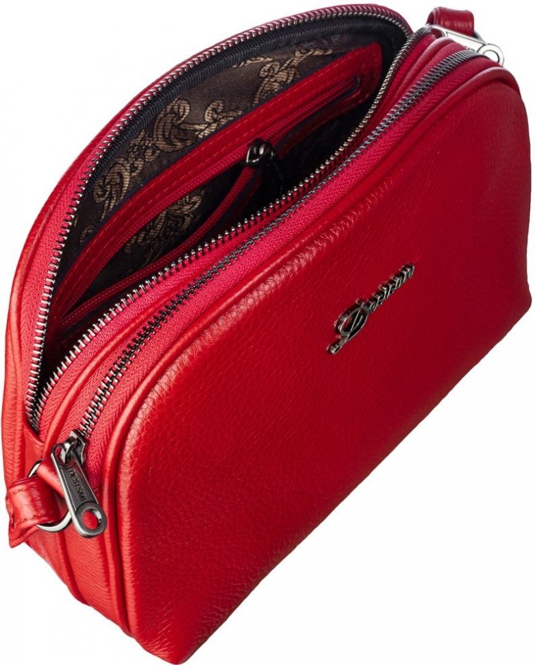 Фірмова жіноча сумка червоного кольору з натуральної шкіри Desisan (3136-4)