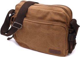 Мужская сумка-мессенджер из качественного текстиля коричневого цвета Vintage 2422205