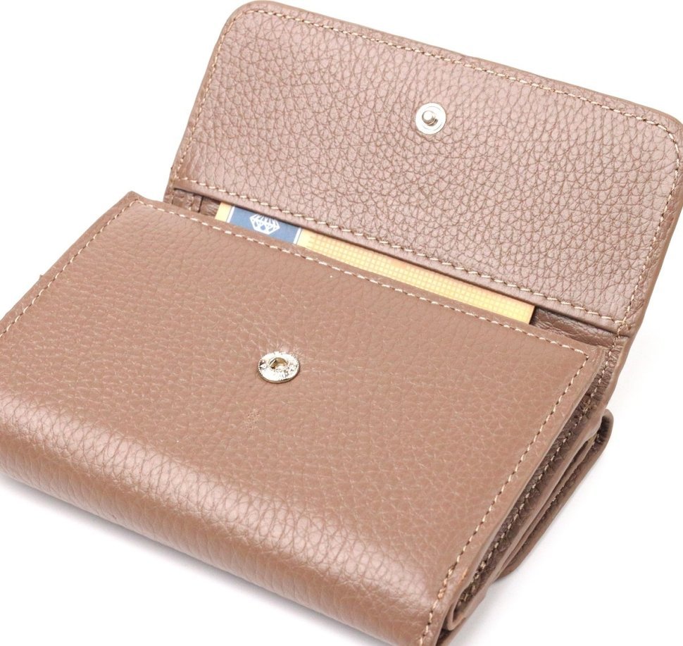 Бежевий жіночий гаманець потрійного складання з натуральної шкіри флотар CANPELLINI (2421590)