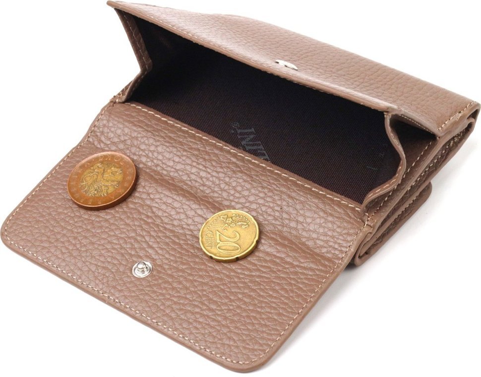 Бежевий жіночий гаманець потрійного складання з натуральної шкіри флотар CANPELLINI (2421590)