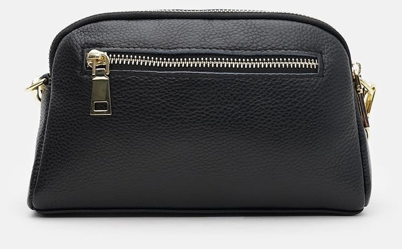 Небольшая женская сумка на каждый день из фактурной кожи Borsa Leather 108899 черного цвета modnotak фото №3