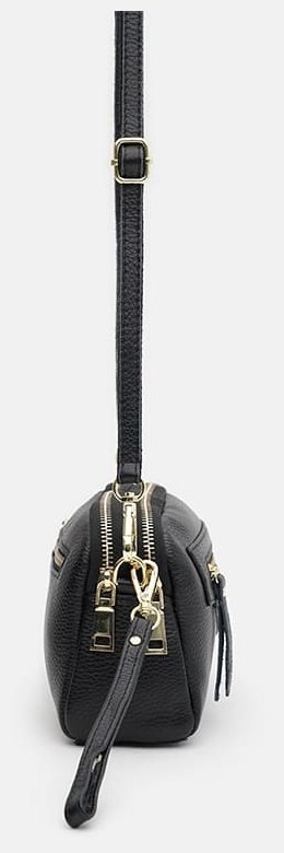 Небольшая женская сумка на каждый день из фактурной кожи Borsa Leather 108899 черного цвета modnotak фото №4