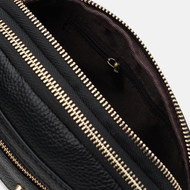 Небольшая женская сумка на каждый день из фактурной кожи Borsa Leather 108899 черного цвета modnotak фото №5