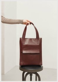 Шкіряна жіноча сумка-шоппер бордового кольору BlankNote Бетсі 78899