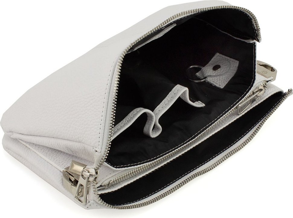 Біла жіноча сумка-клатч із натуральної шкіри італійського виробництва Grande Pelle (59099)