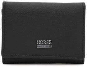 Кожаный женский кошелек на кнопке с ID-окошком Horse Imperial 109199 черного цвета