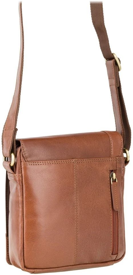 Маленькая кожаная мужская сумка светло-коричневого цвета на плечо Visconti Messenger Bag 69299