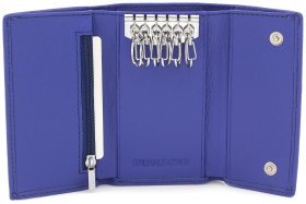 Яркая кожаная ключница синего цвета с фиксацией на кнопках ST Leather (14020)