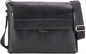 Вместительная мужская сумка-мессенджер из высококачественной кожи черного цвета Tom Stone (14000) - 2